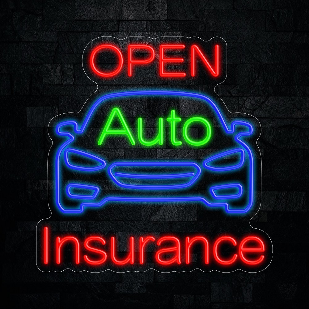 Auto Insurance OPEN LED Neon Sign 21&Prime;L x 21&Prime;H #25166
