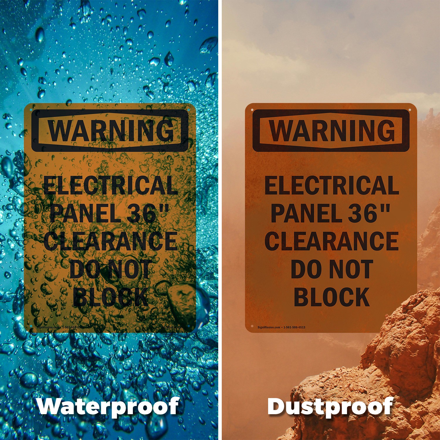 Electrical Panel 36 Clearance OSHA WARNING Sign Metal,, Decal 5 or 10 Pack