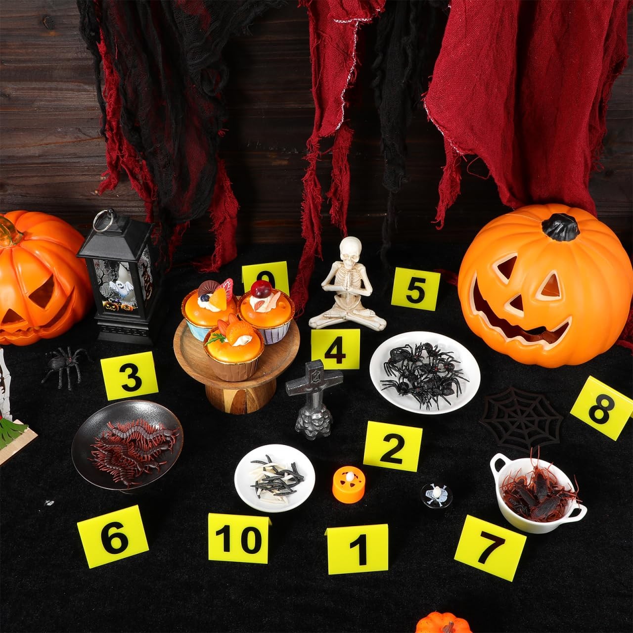 10 PCS Yellow Crime Scene Evidence Table Number Marker Tent Cards Signage