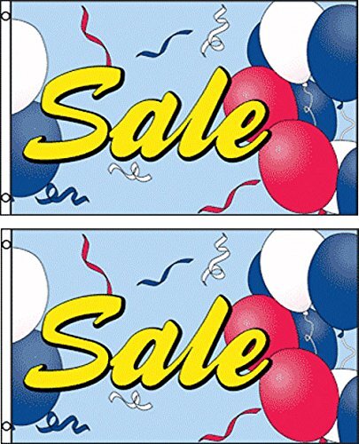 Sale (Balloons) Polyester Flag Banner Sign (Pack of 2)