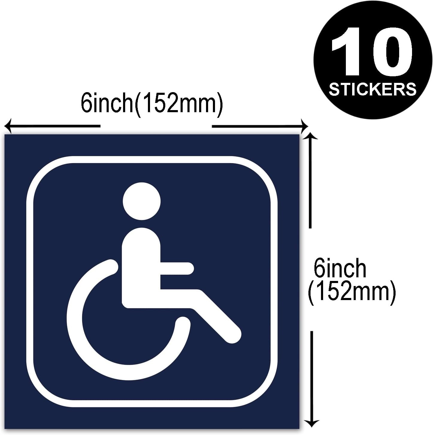 Self-Adhesive Wheelchair Accessibility Decals – 10 Pack, 6×6 inch Durable Vinyl