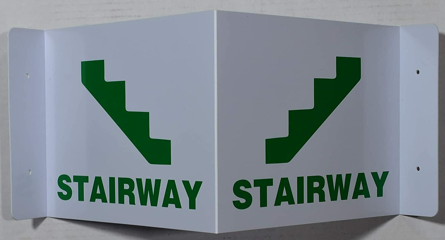 Stairway 3D Projection Sign/Stairway Hallway Sign (White/Green… -REF24-1027