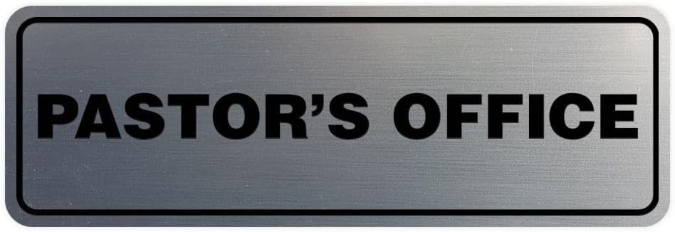 Standard Pastor&rsquo;s Office Sign Brushed Silver – Medium 2-3/4&Prime; X 7&Prime;