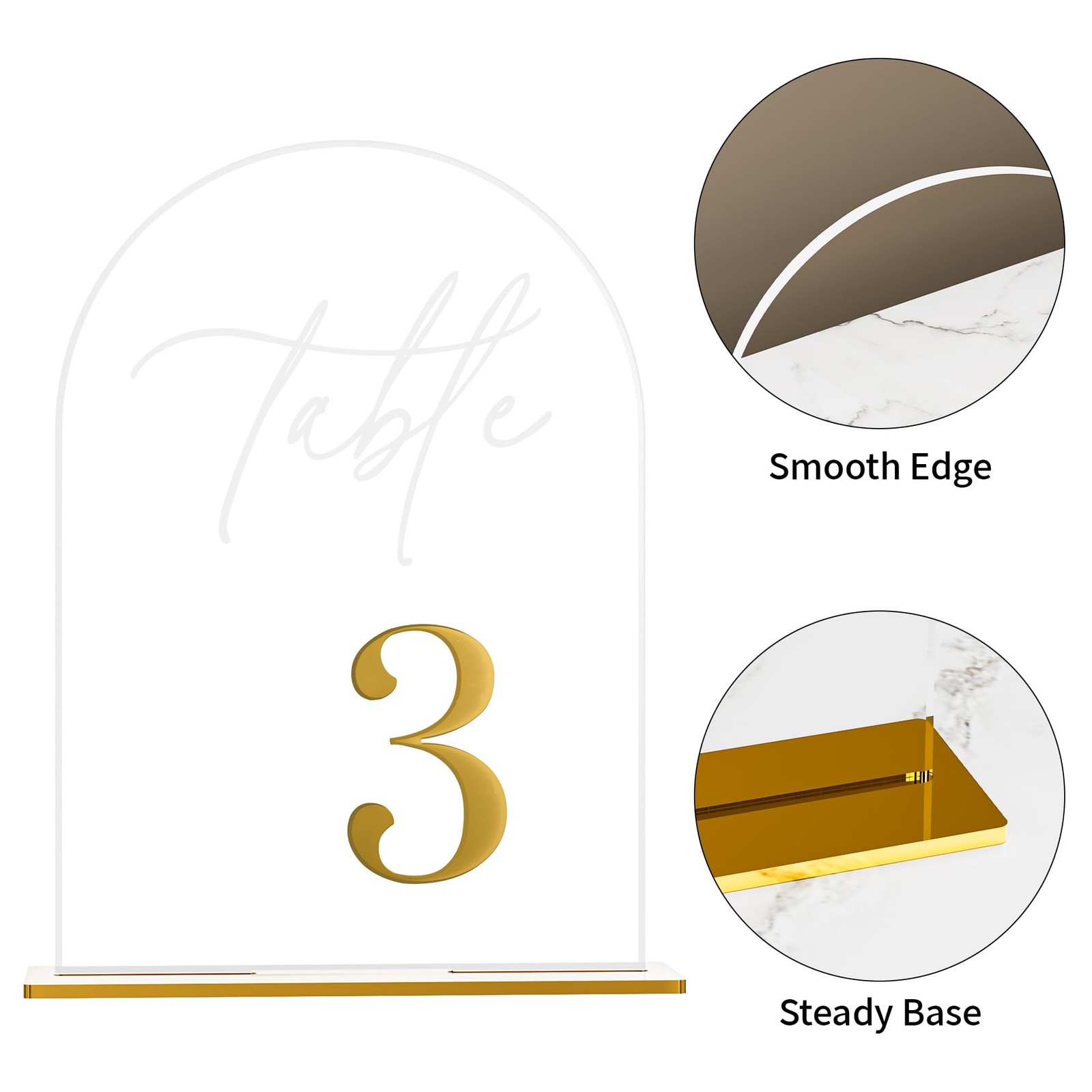Arch Wedding Table Numbers 1-20 w/Stand, Gold 3D Table Numbers for Reception …