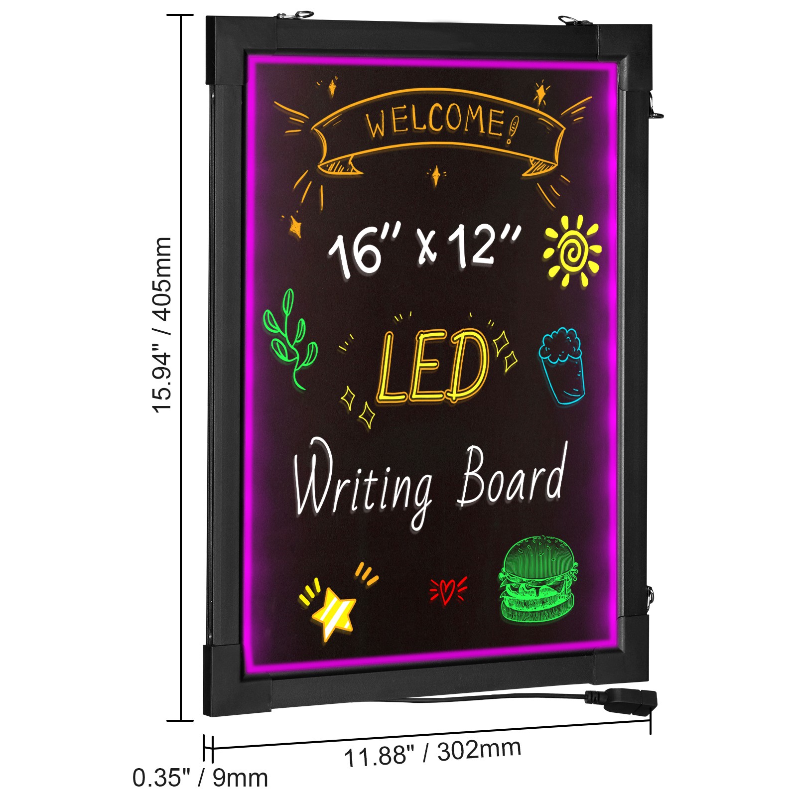Uimoso LED Message Board 16&Prime;x12&Prime; Illuminated Erasable Light-Up Chalkboard
