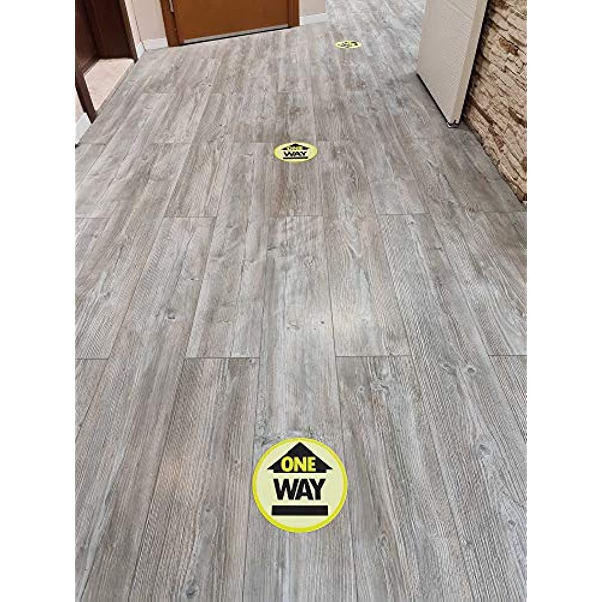 One Way Floor Decals for Social Distancing 10 Decals 7.5&Prime; Round