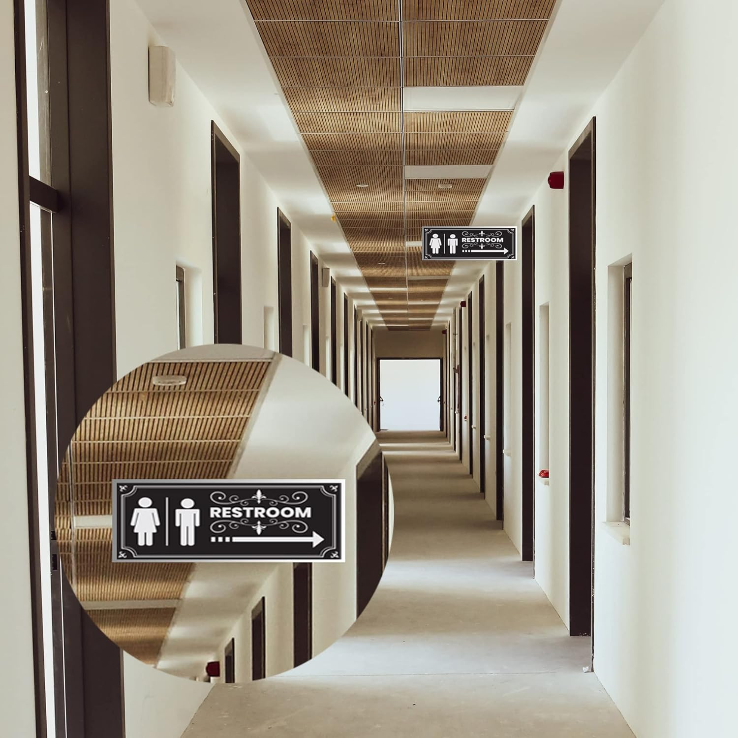 DOUBLE SIDED ALUMINUM RESTROOM SIGNS (2 PACK) METAL BATHROOM SIGNS for OFFICE or