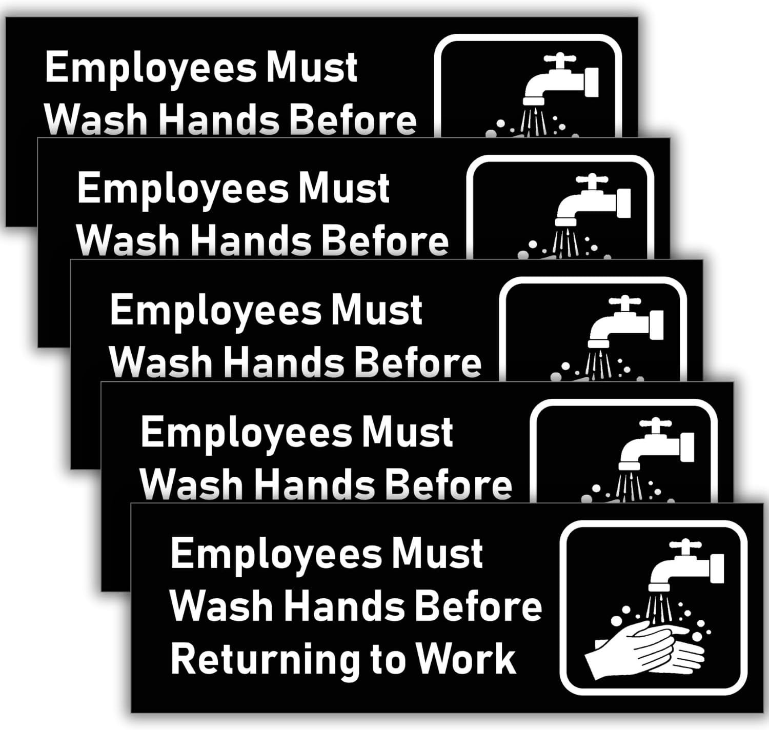 5 Pack Employees Must Wash Hands before Returning to Work Sign 9 X 3 Inches 1…