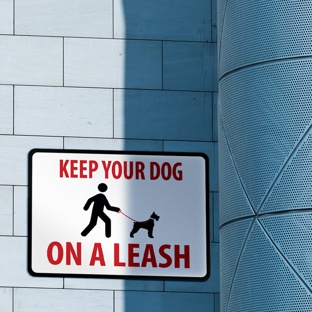 Horizontal Metal Sign Keep Your Dog on A Leash Weatherproof Street Signage