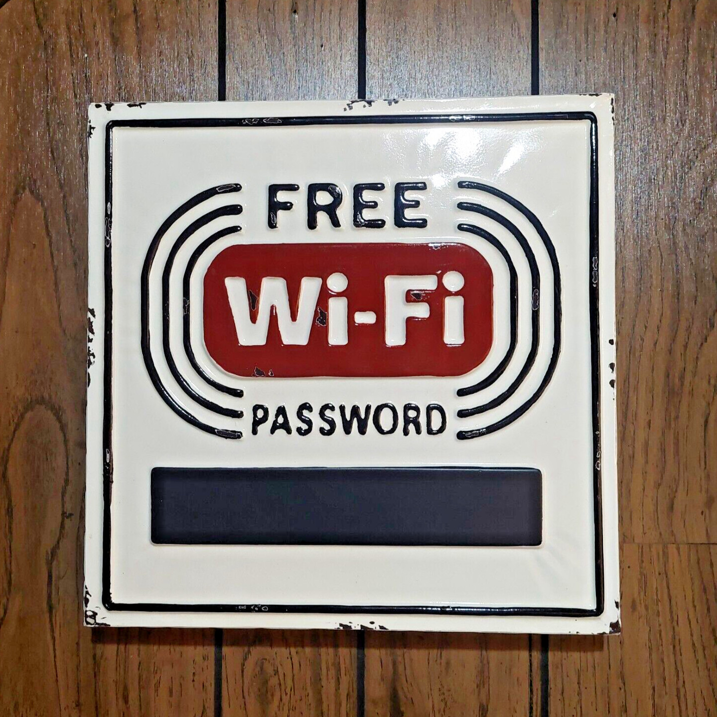 Free Wifi Password metal sign dry erase 14x14x2 rustic store or home