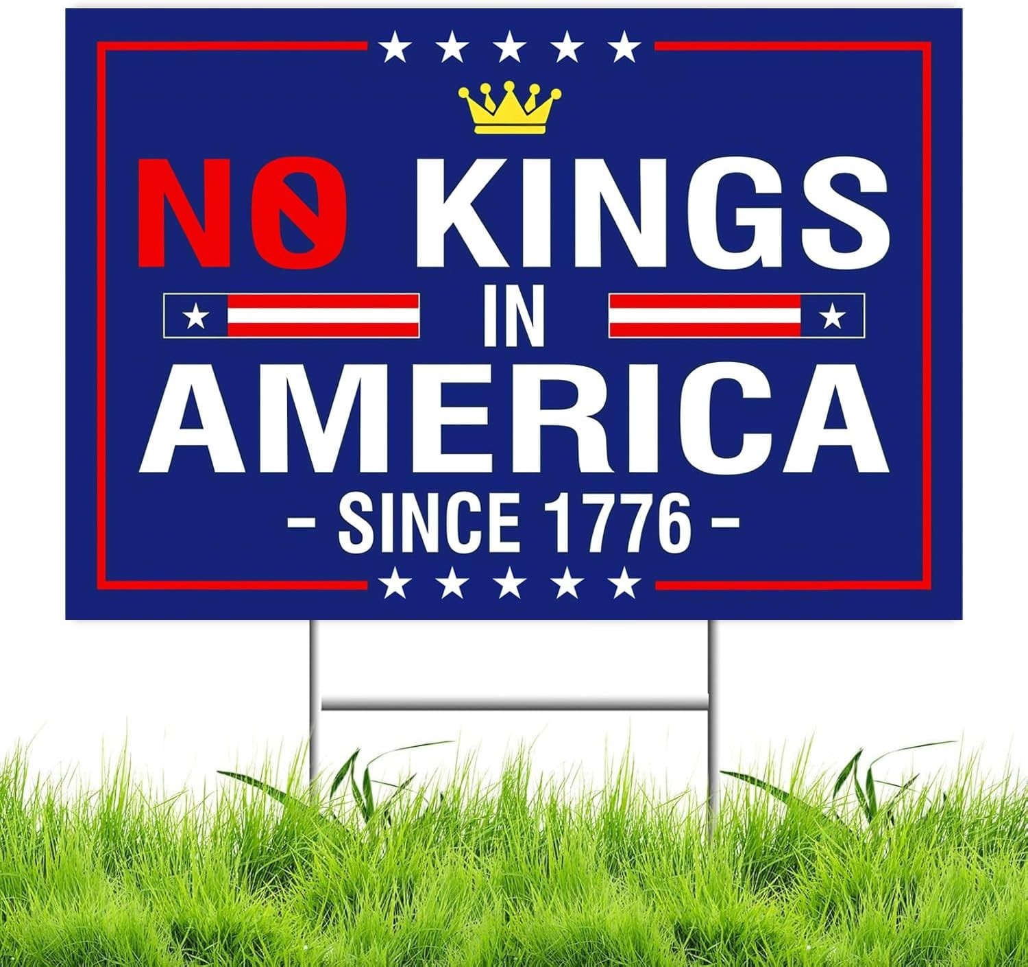 No Kings In America Lawn Sign – Bold Double-Sided Political Statement 18×12