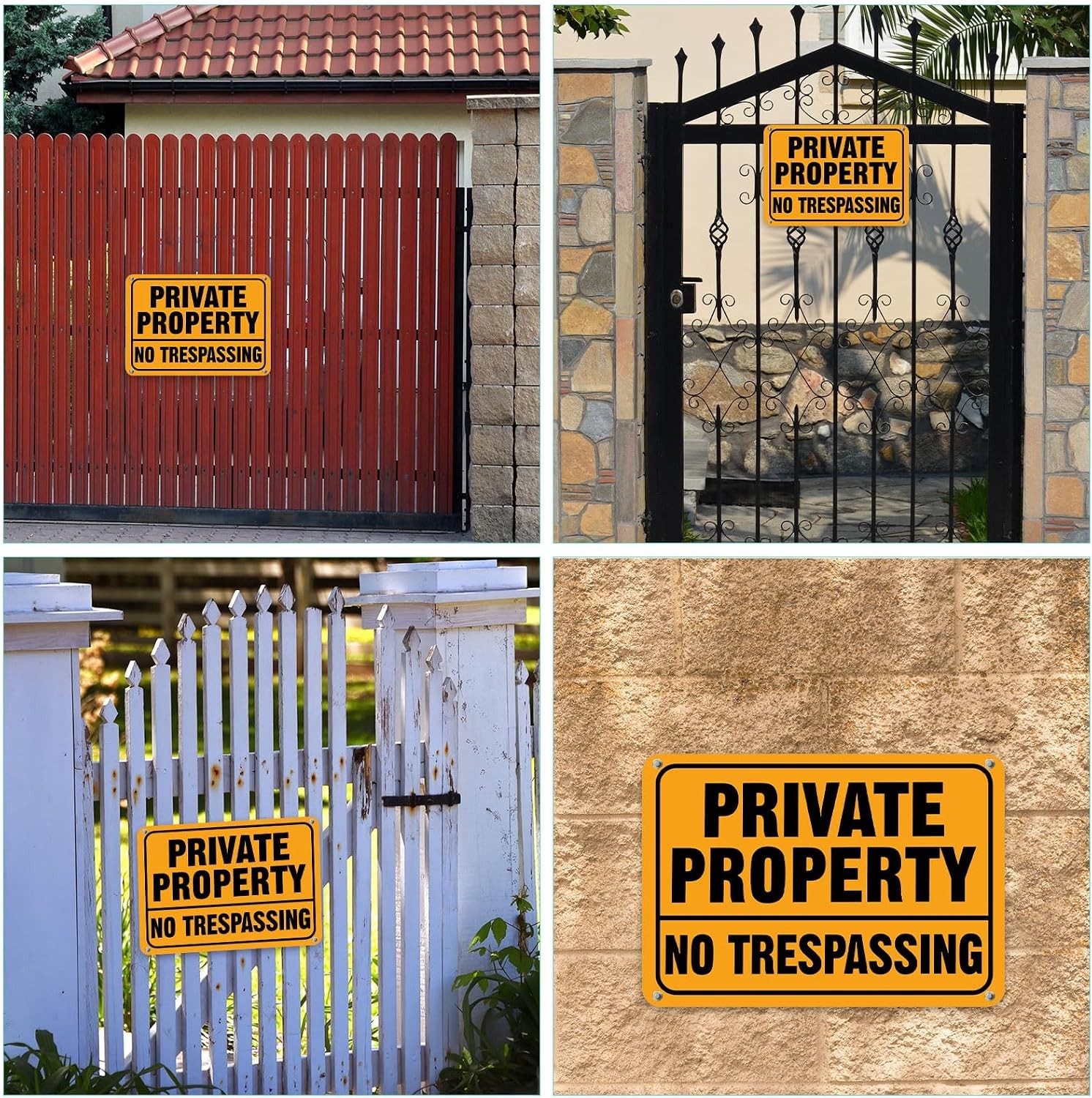 Reflective No Trespassing Signs 4 Pack 7×10 Aluminum Warning Property Security