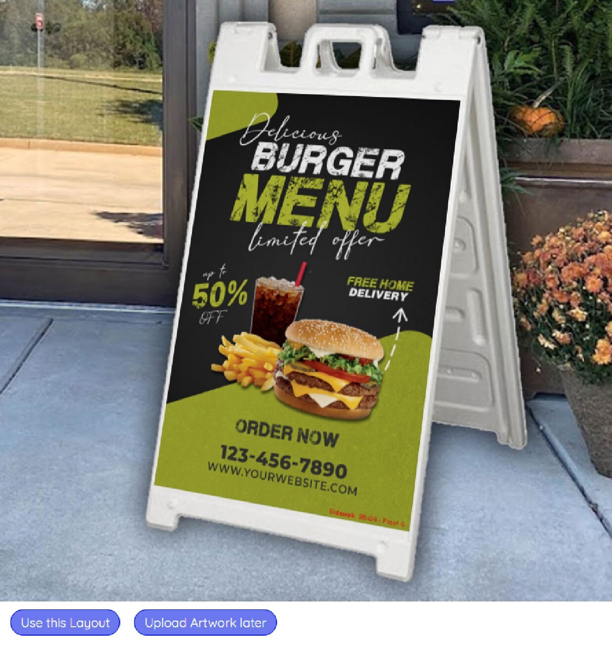 SideWalk Sign & 2 Plastic Sign Panels 24 »x36 » Custom Printed Your Text & Logos