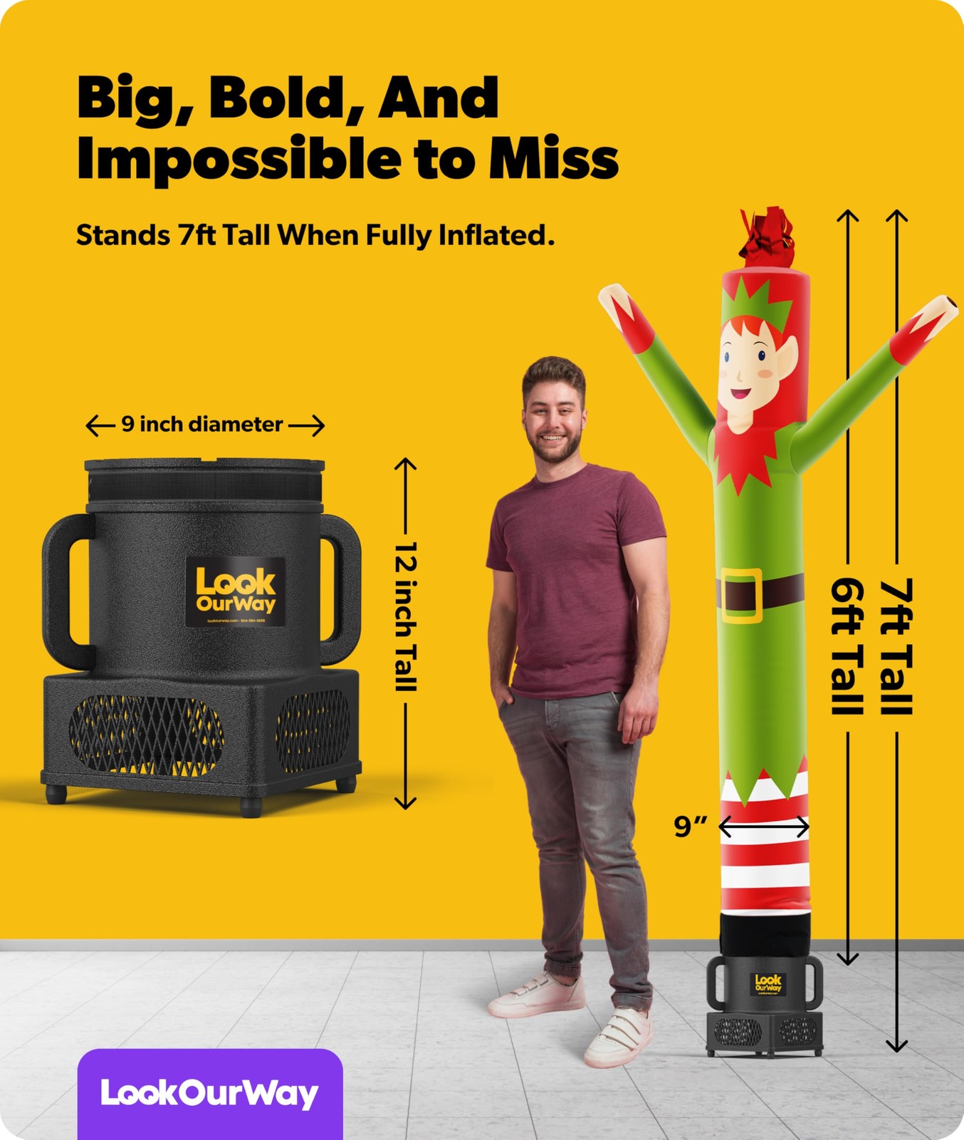 Lookourway Air Dancers Inflatable Tube Man 7Ft Tall Set Waving Inflatables Tube