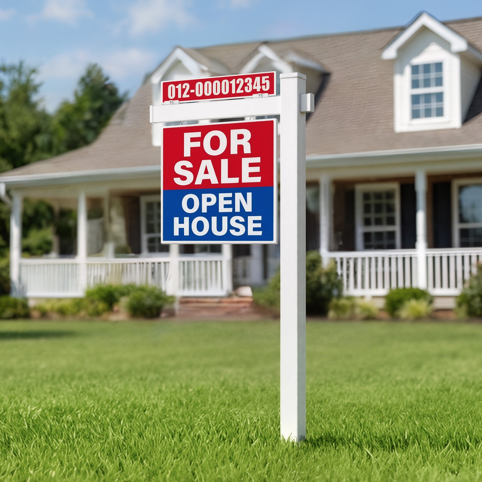 Uimoso 6&prime; UPVC Real Estate Sign Post Open House Yard Home for Sale White W/Stake
