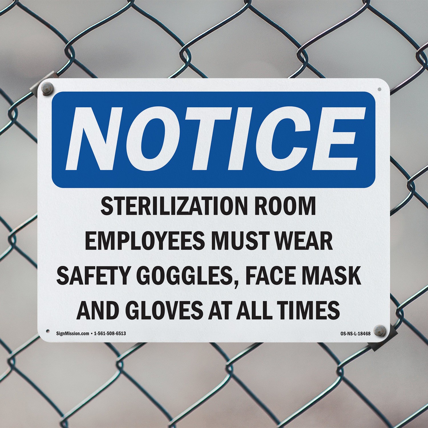 Sterilization Room Employees Must Wear Safety OSHA Notice Sign, Decal 5/10 Pack
