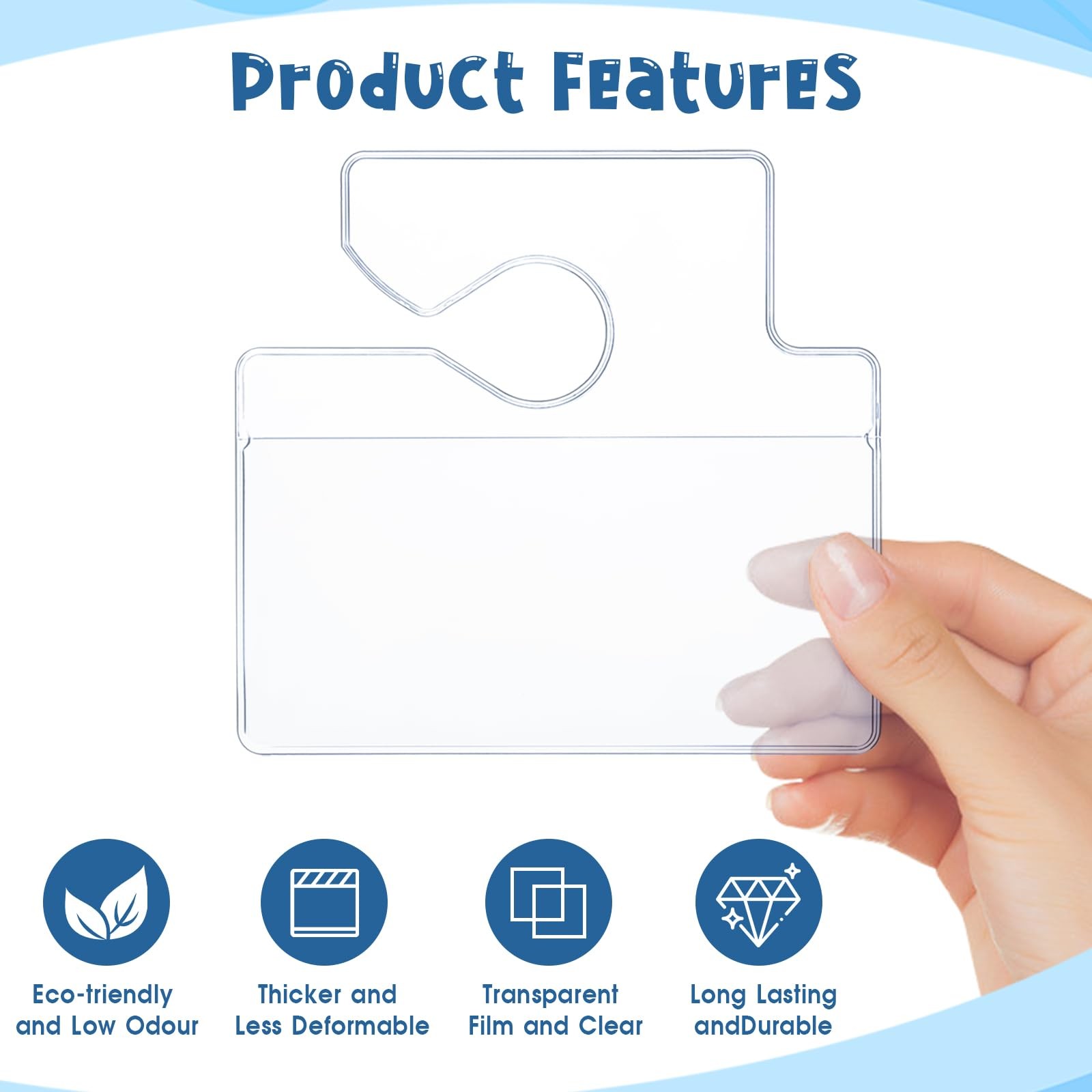 Trinkrittey 5 Pcs Horizontal Clear Parking Permit Holder Pass blue