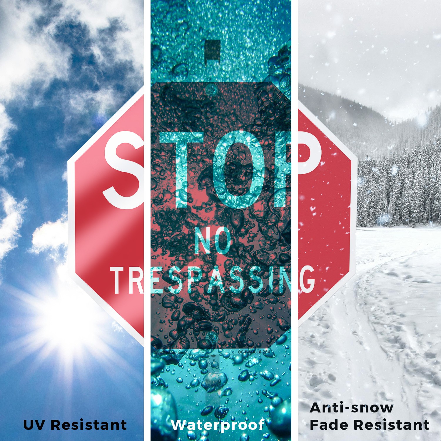 Stop No Trespassing Octagon Sign With Stake Weather Resistant UV Protected