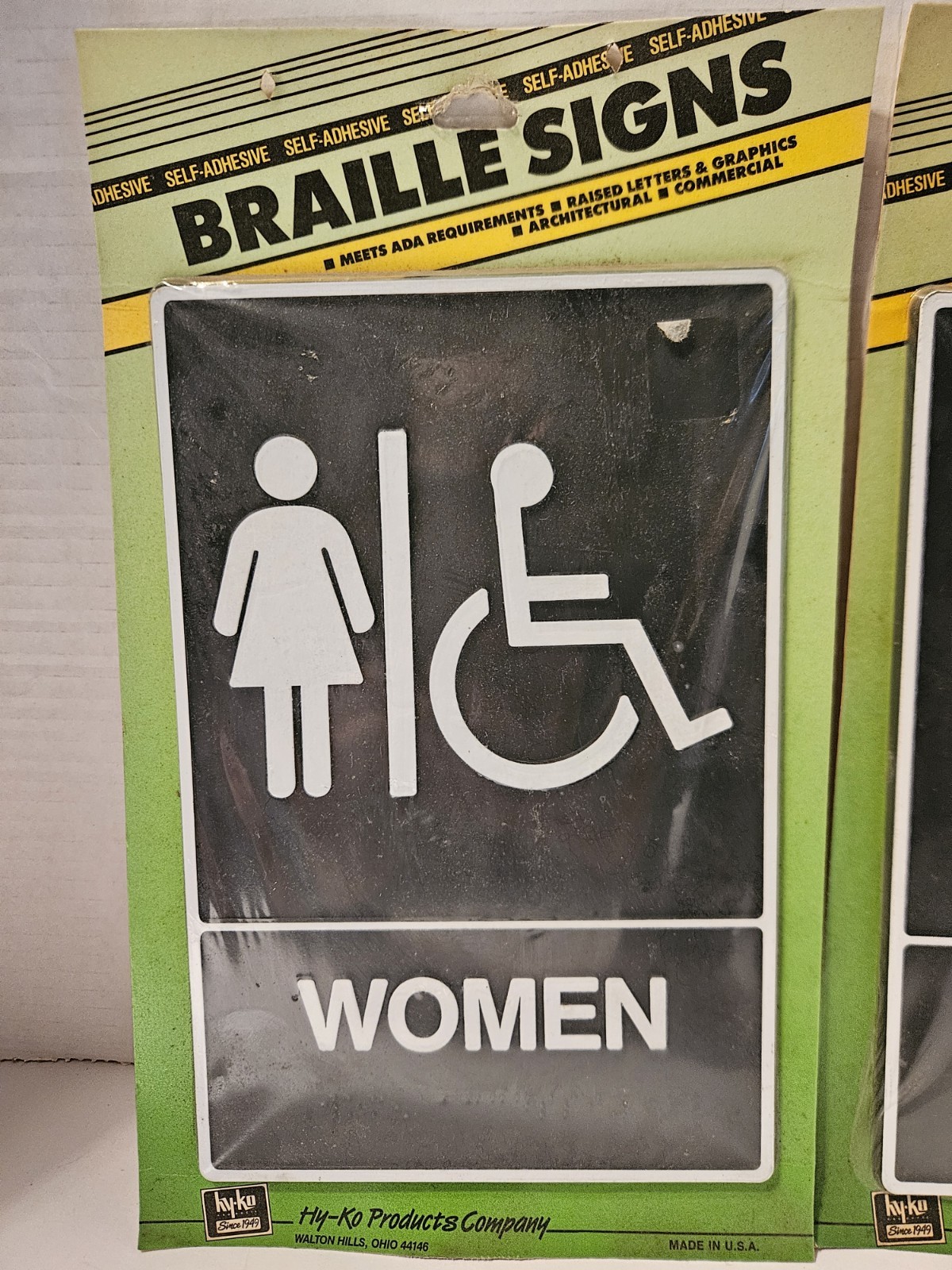 New ADA 1 Women, 1 Men Handicap Restroom Sign Braille Self Adhesive 8.5&Prime; x 5.5&Prime;