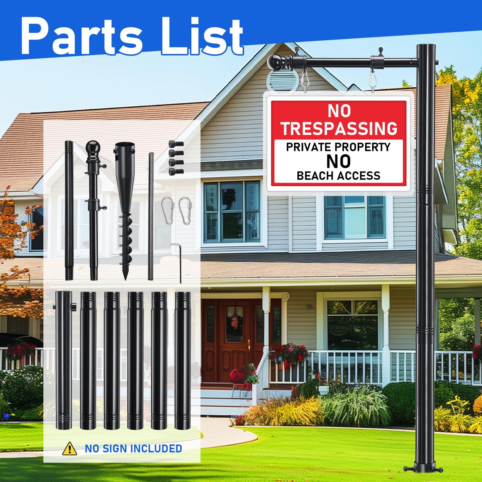 Real Estate Sign Post, 100 inch Realtor Yard Post for Sale 100&Prime;, black