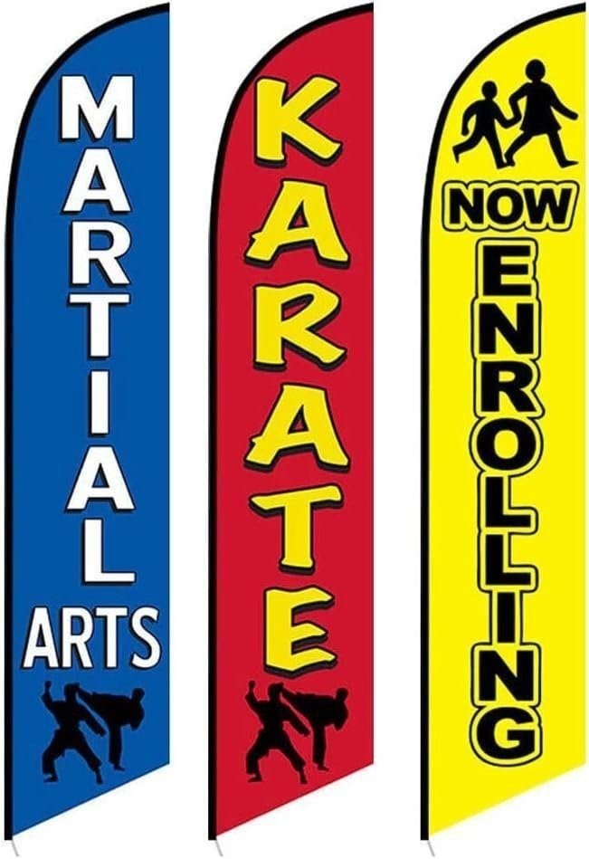 3 Swooper Flags Sumer Acitivities Martial Arts & Karate Lesson Now Enrolling
