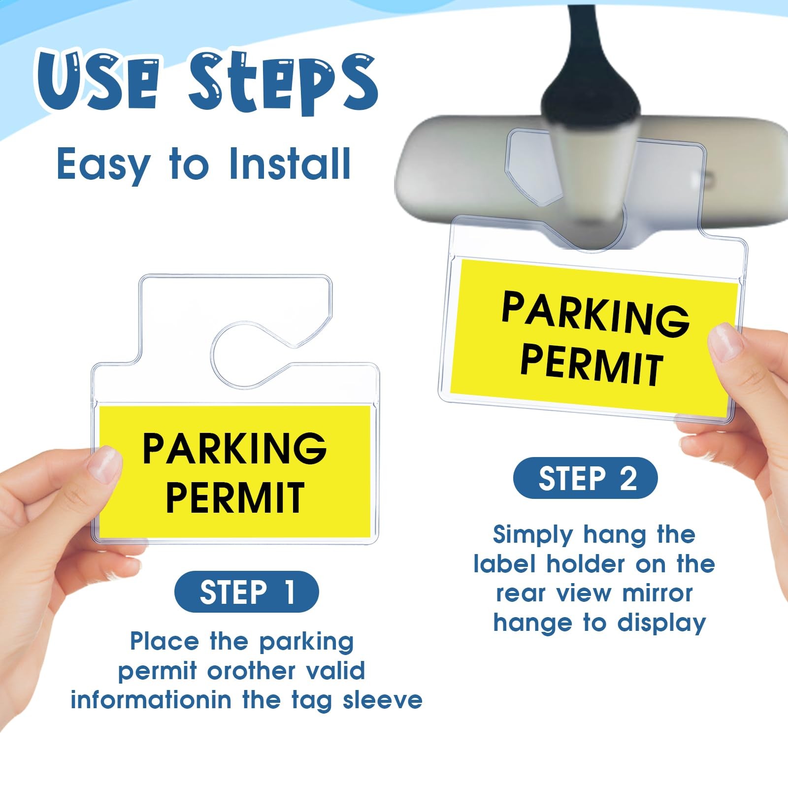 Trinkrittey 5 Pcs Horizontal Clear Parking Permit Holder Pass blue