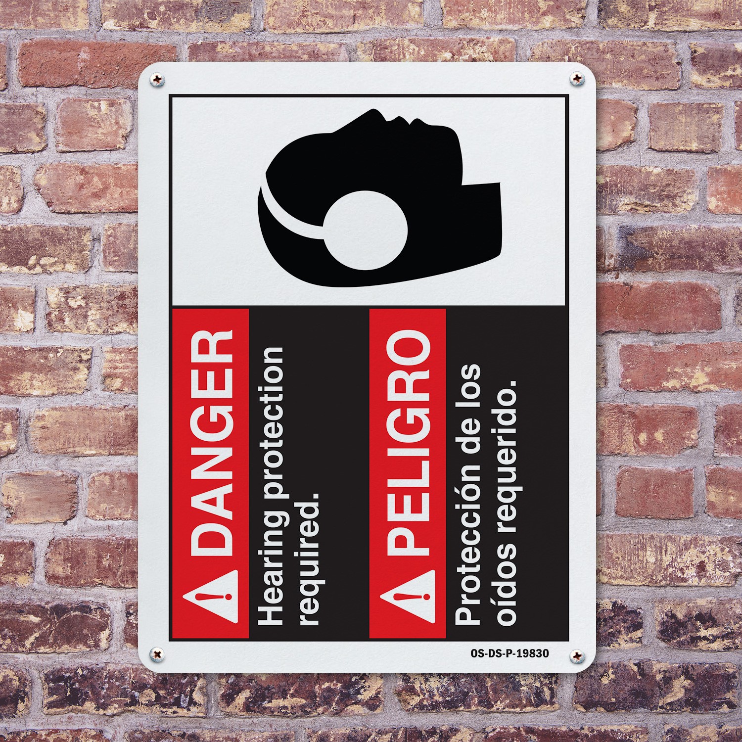 Danger Hearing Protection Required (Bilingual Spanish) ANSI Danger 5/10 Pack