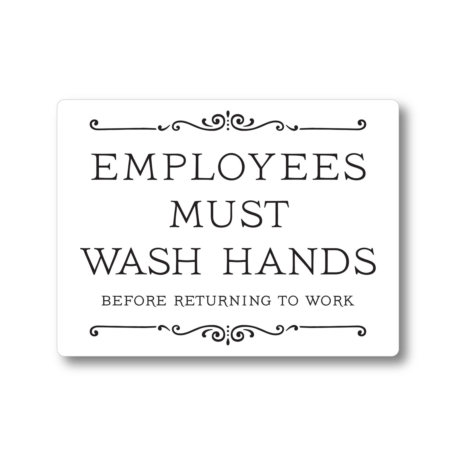 1 PCS 3×2.25 Inch White Plastic Employees Must Wash Hands Sign For Restroom