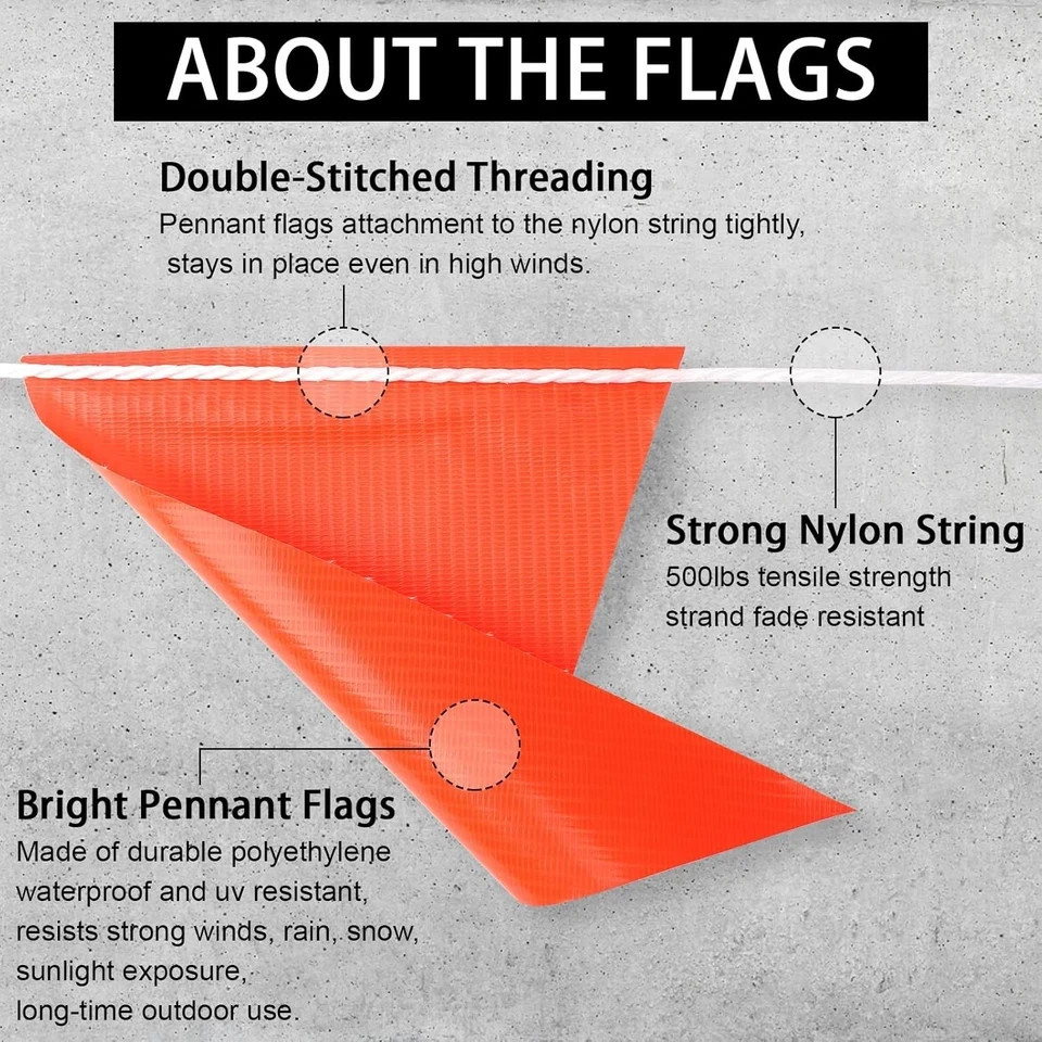 Pennant Safety Flags Flagging Banner Warning Flags Marking Flags on String