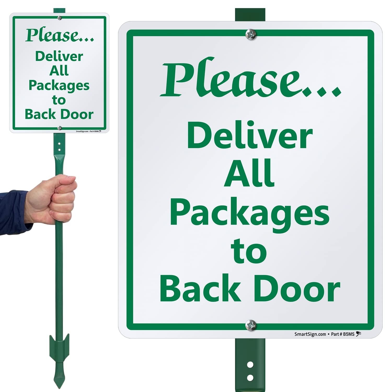 Please Deliver All Packages to Back Door – 10×12 Aluminum Lawn Sign with 3&prime; Stak