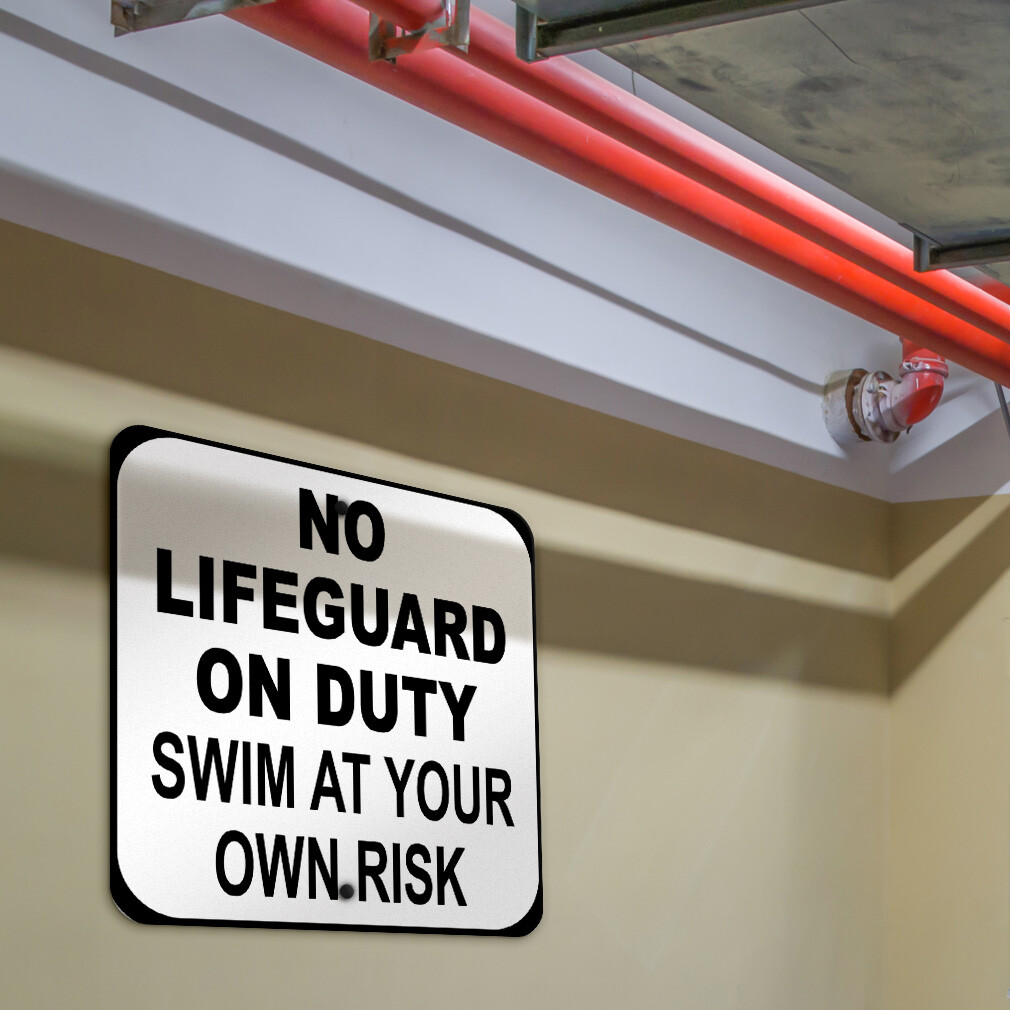 Aluminum Square Metal Sign No Lifeguard Caution Weatherproof Street