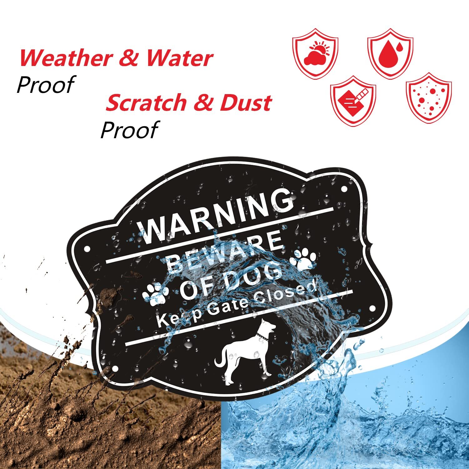 2 Pack Beware of Dog Signs for Fence,10 x 8 Inch Rust Free Aluminum Metal Yard S