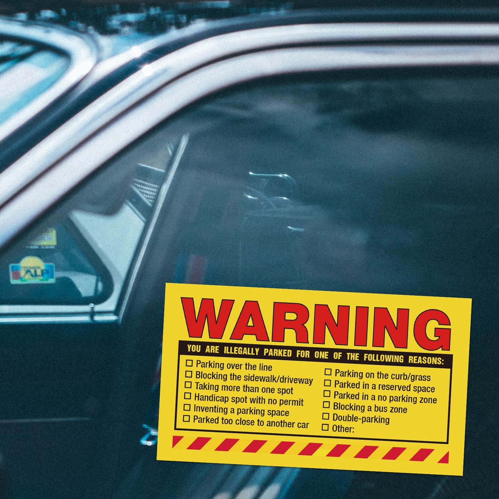 Warning, You are Illegally Parked Parking Violation Stickers-Private Yellow