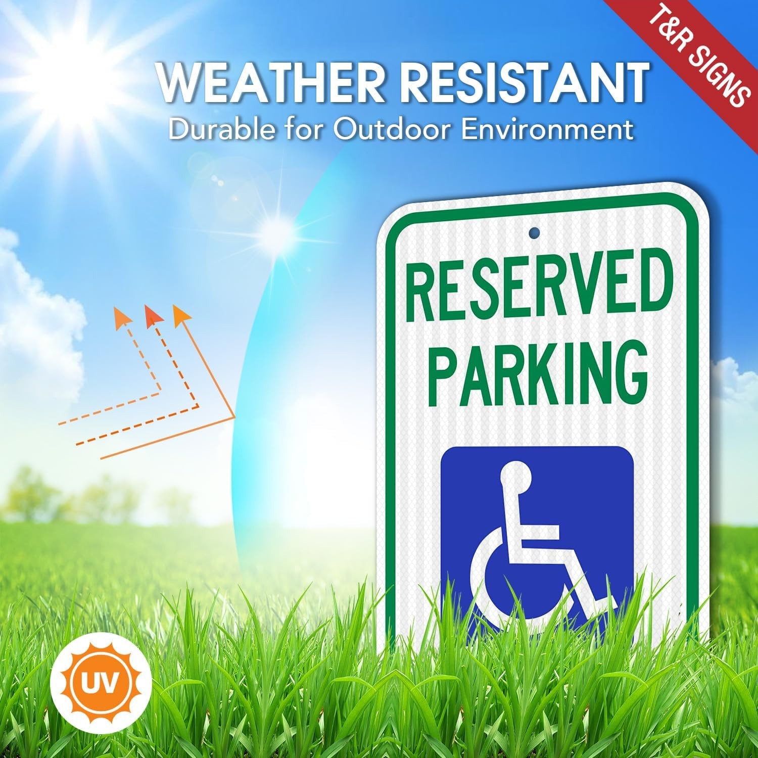 (2 Pack) Handicap Parking Sign, Reserved Parking Sign, Large 18&Prime; x 12&Prime; Engine…