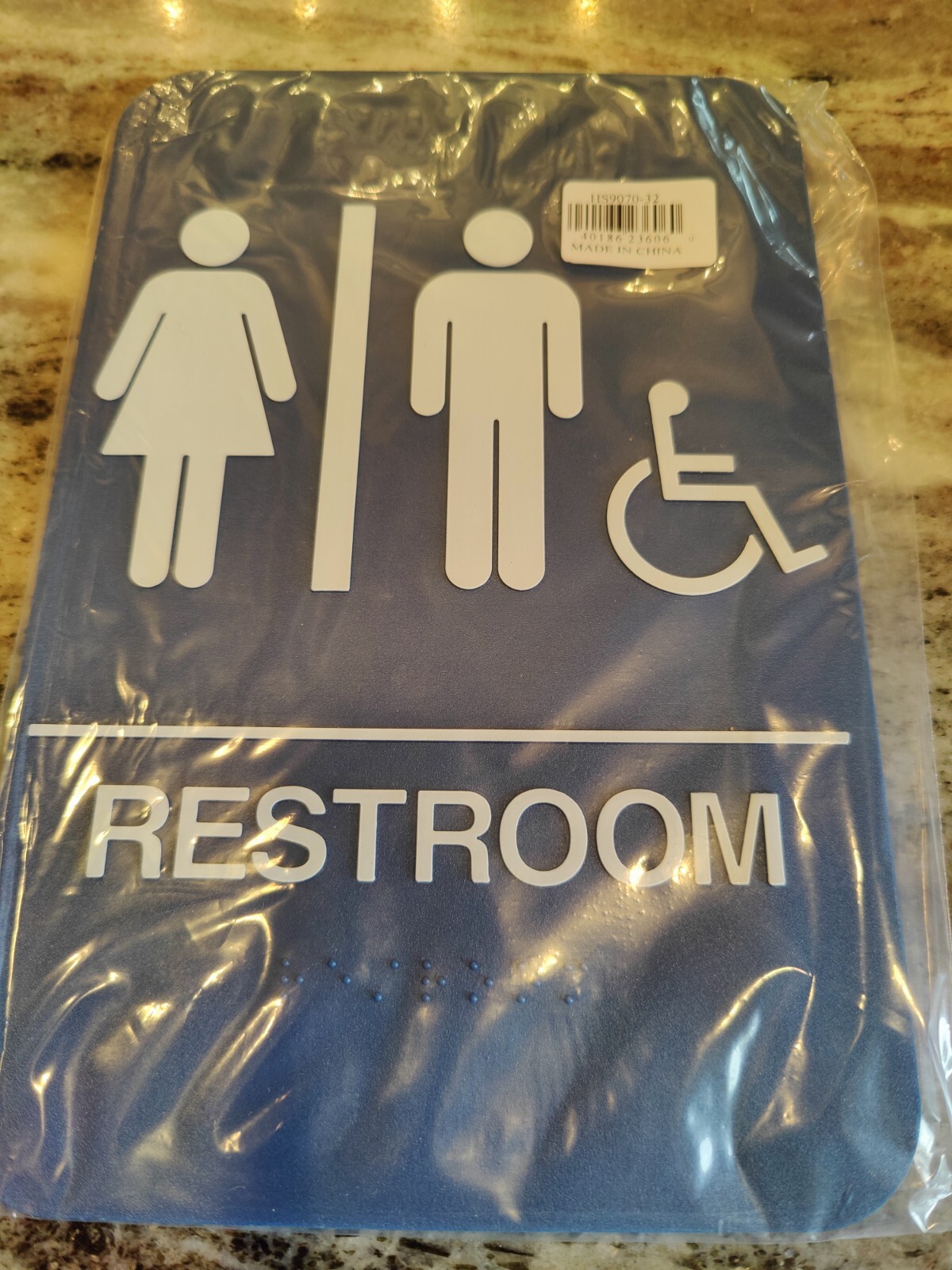 Don-Jo HS-9070-32 Unisex Mens Womens Restroom Sign Braille A.D.A Blue