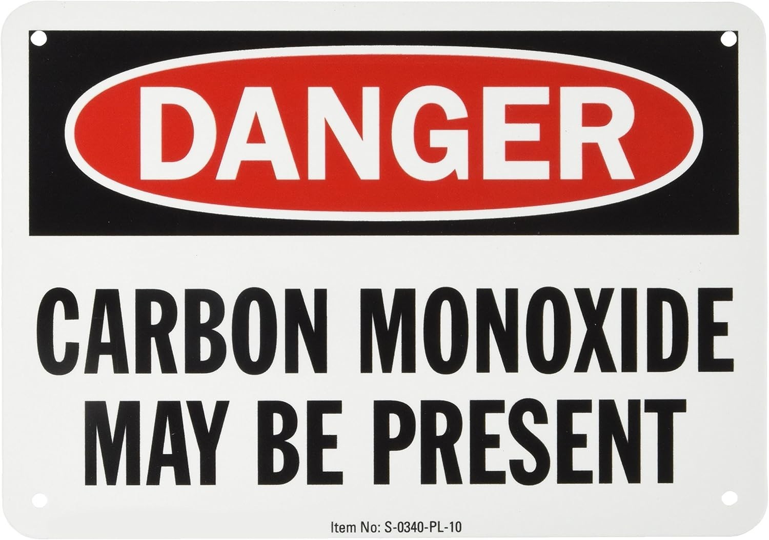 Essential Carbon Monoxide Danger Sign | 7×10&Prime; Weather-Resistant Plastic Design