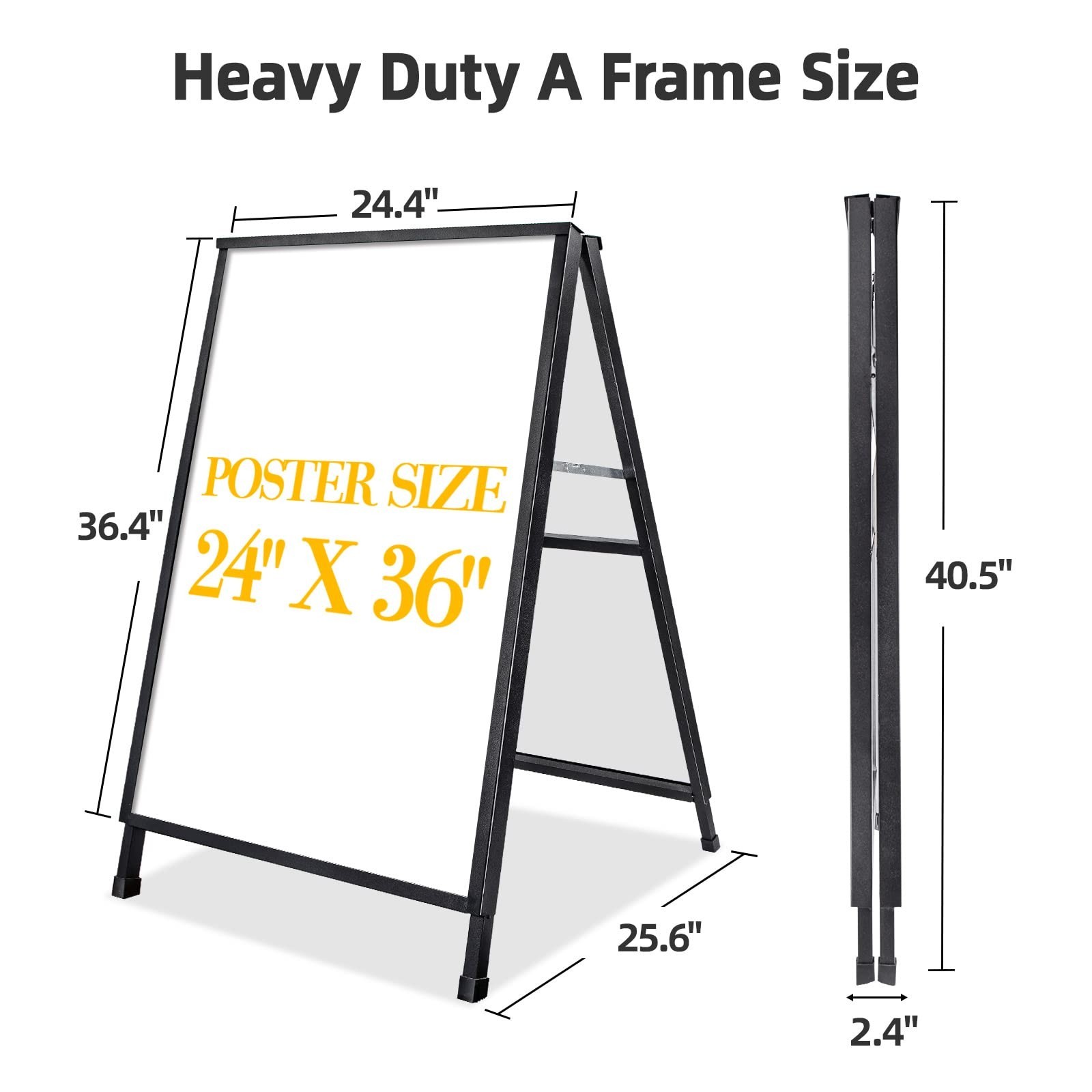 2 Pack Heavy Duty A-Frame Sidewalk Sign 24 x 36 Inch, Portable Double-Sided S…