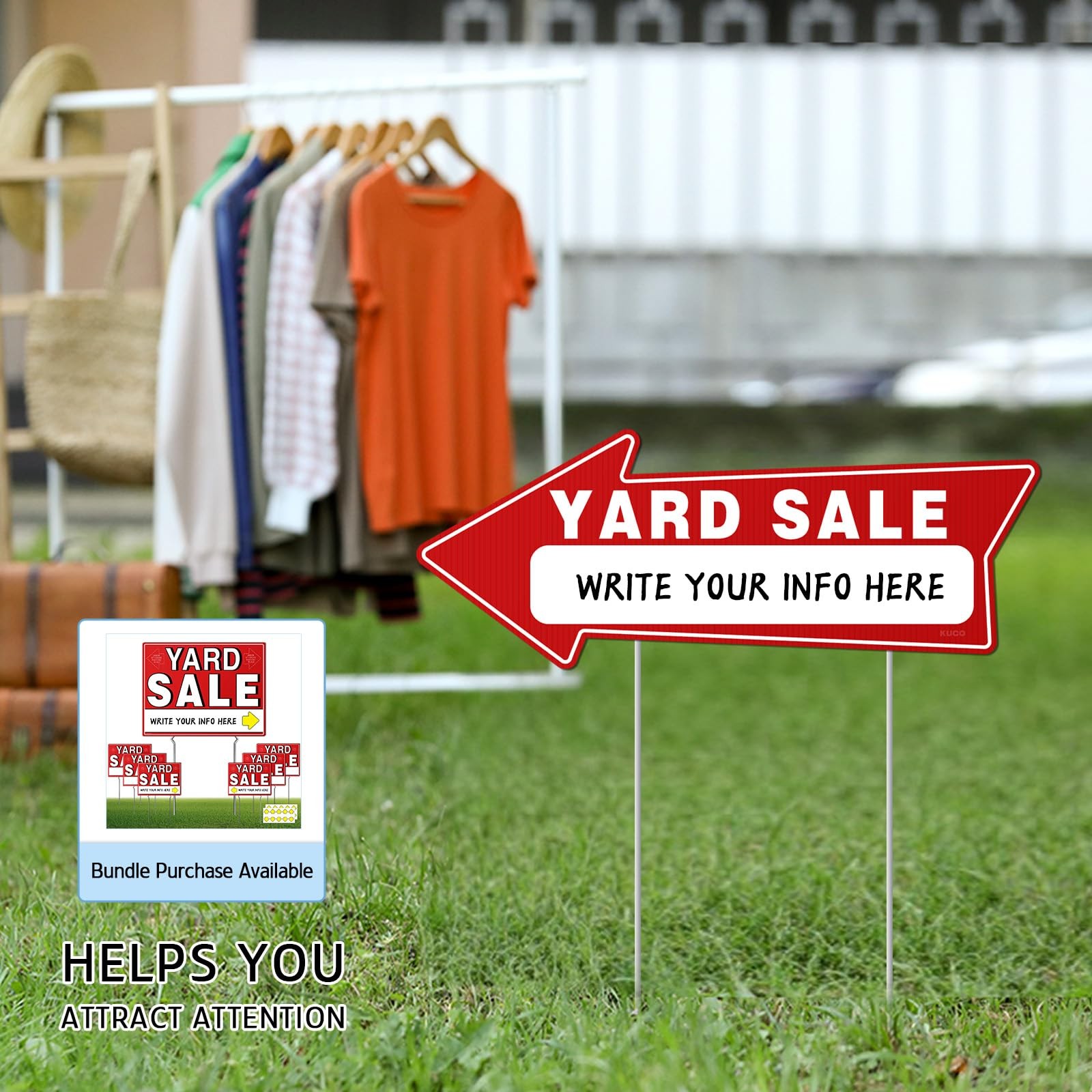 7 Pack Yard Sale Signs with Stakes – 16&Prime;x6&Prime; Double-Sided Directional Garage Sale