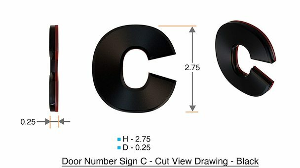 1 PCS – Apartment Number Sign/Mailbox Number Sign,Letter C (Black..REF24-1027