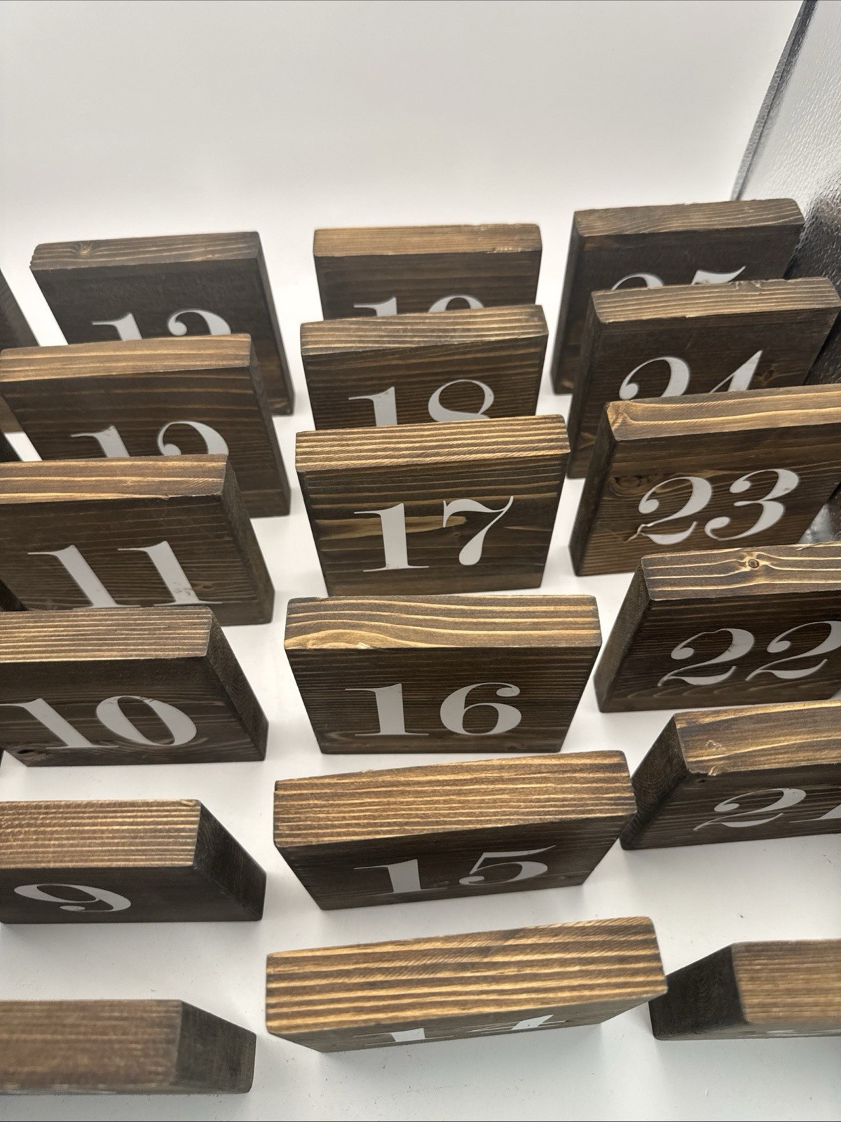 24 Pieces Rustic Wooden Table Numbers 1-12 Double Sided Numbered 4”x4”