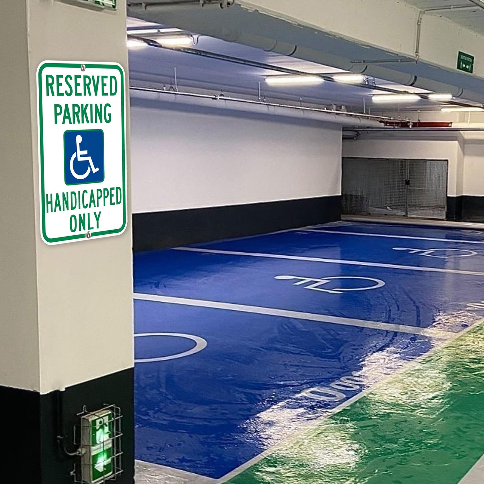 2 PCS 18×12 Inch Large Reserved Handicap Parking Sign Wheelchair Aluminum