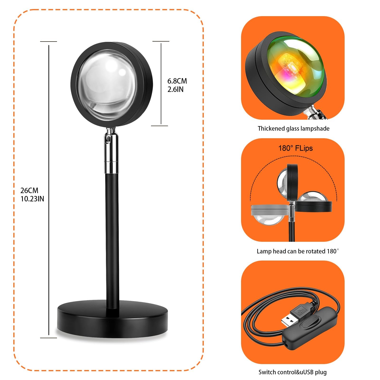Spacenight Sunset Lamp Projector 10.63 X 3.94 X Inches, Remote & APP