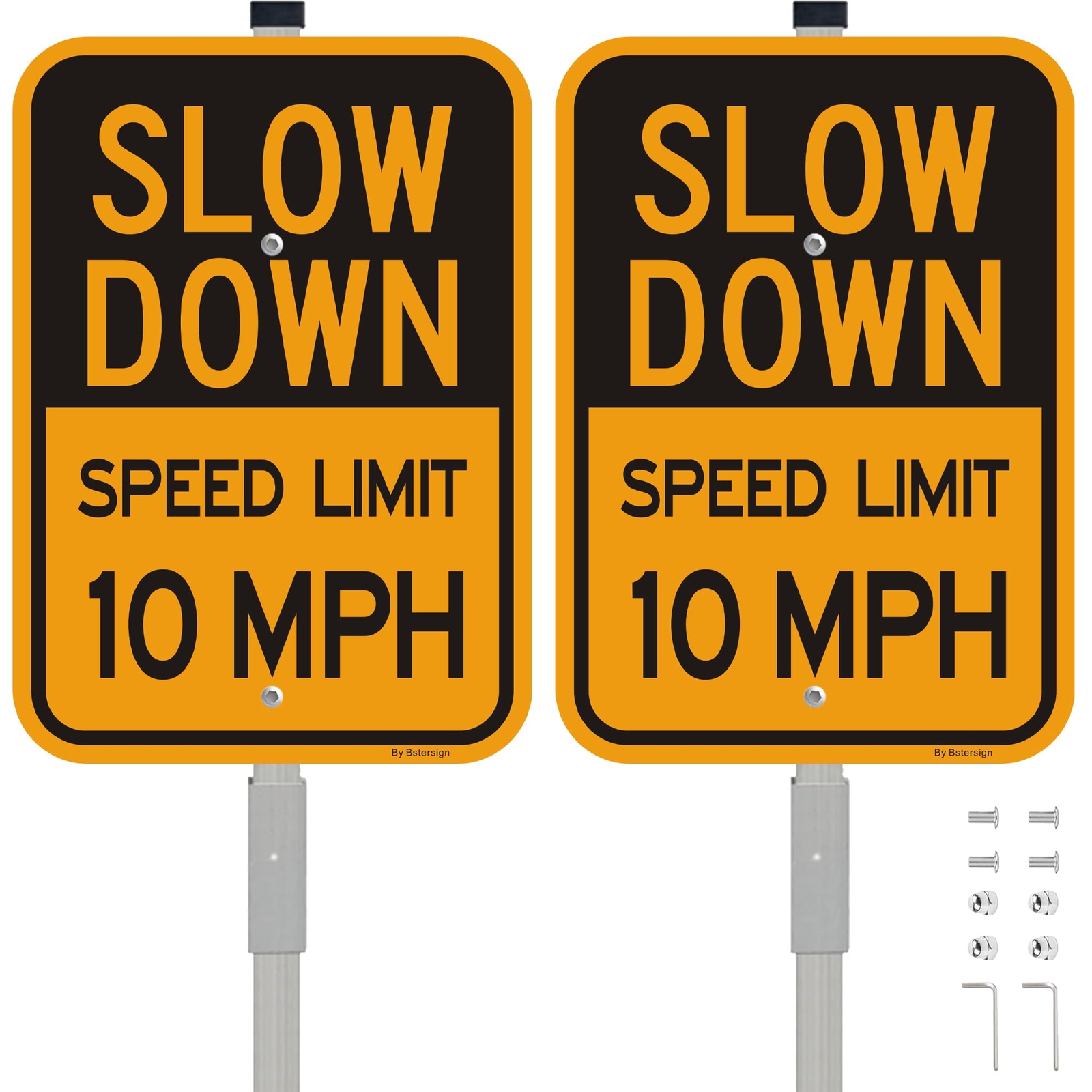 2Pack Slow Down Speed Limit 10MPH Sign with 36 inch Stake 14 x 10 Inches Refl…
