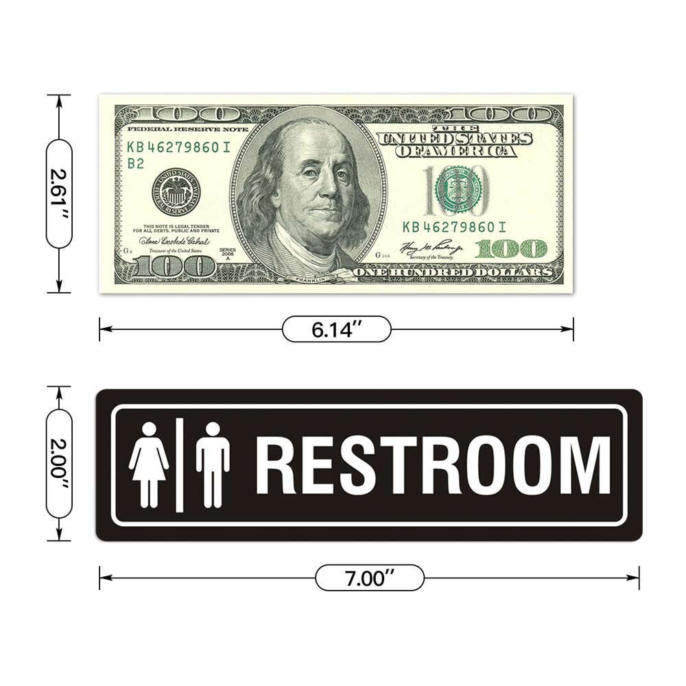 Restroom Sign Unisex for Business and Home, 7&Prime; x 2&Prime; SelfAdhesive Metal for Of…