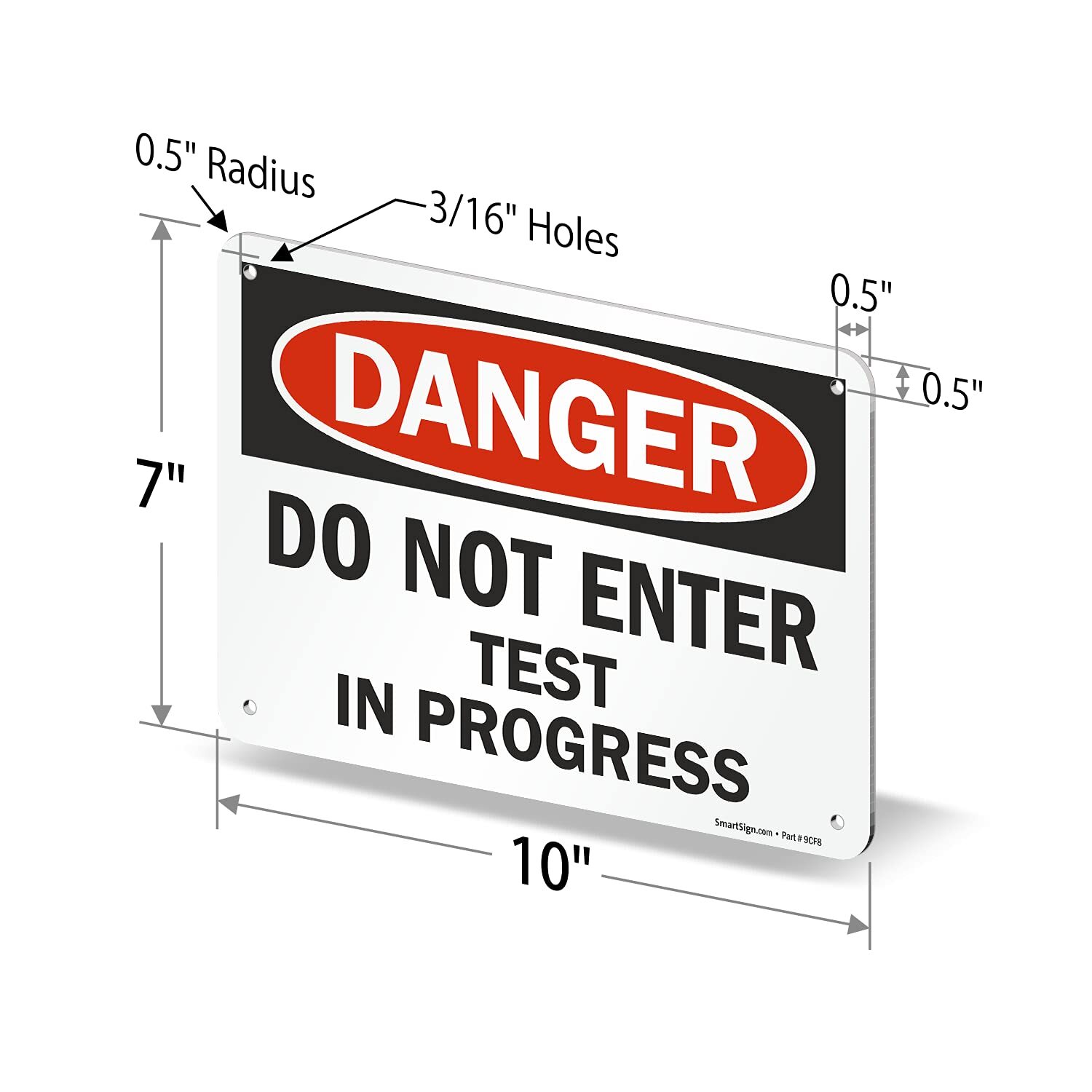 7×10 inch Danger Sign Do Not Enter Test in Progress 55 mil HDPE Plastic