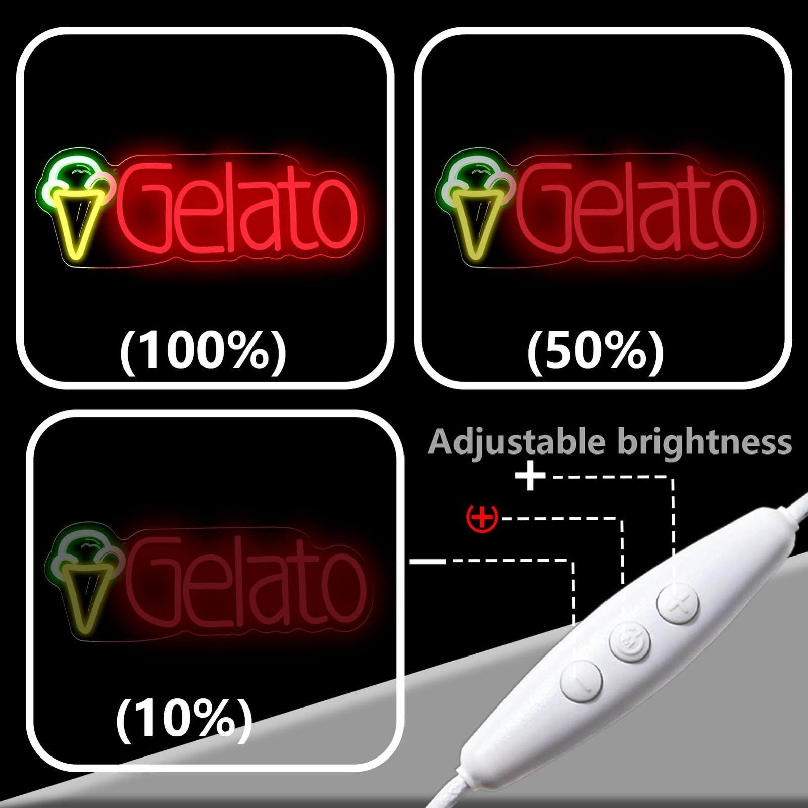KODGGHK Gelato Neon Sign for Wall Decor, Italian Ice Cream Neon Light with Di…