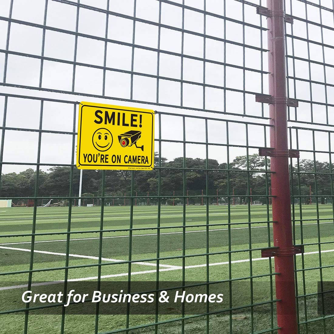 2-Pack Smile You’Re on Camera Sign, Video Surveillance Signs Outdoor, UV Printed