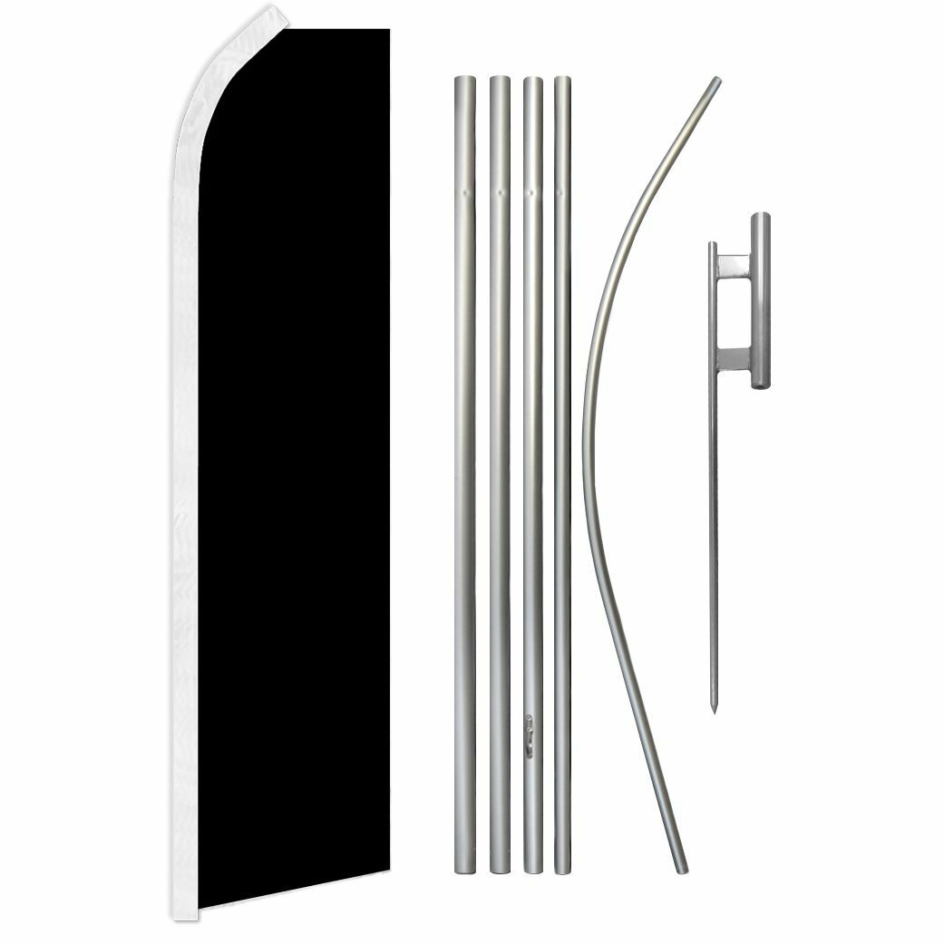 « BLACK » Advertising Super Flag & Pole Kit solid color blank negro