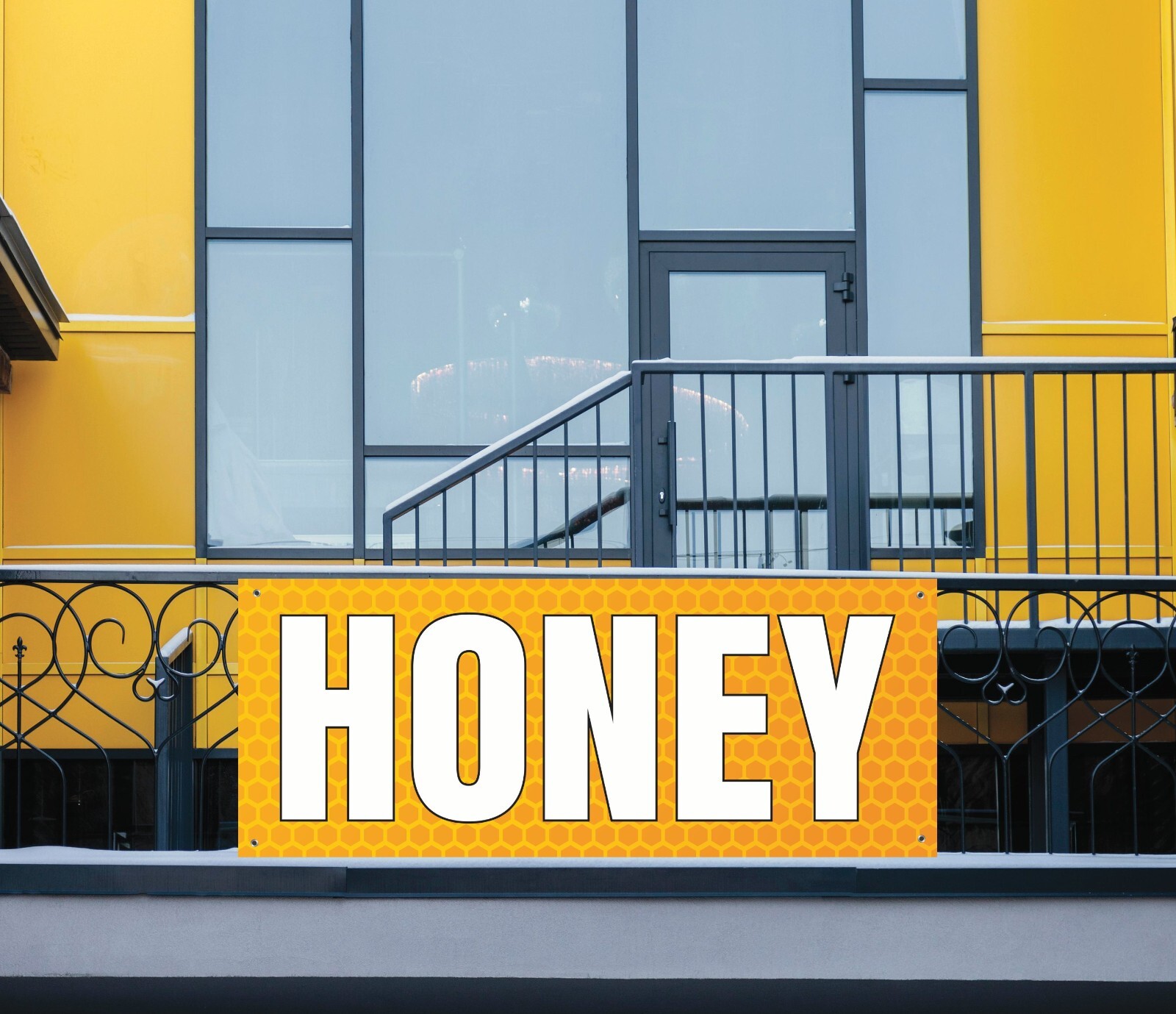 Honey Canvas Banner Large Honey Sign 48×20 Inches with Corner Grommets Durable