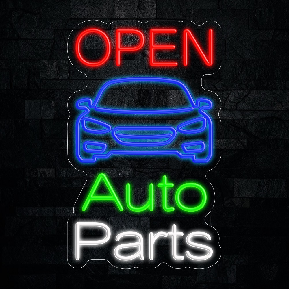 Auto Parts OPEN LED Neon Sign 13&Prime;L x 21&Prime;H #25178